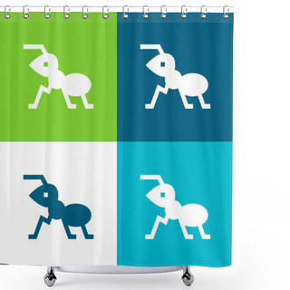 Personality  Ant Flat Four Color Minimal Icon Set Shower Curtains
