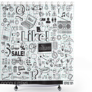 Personality  Doodle Icons Vector Image Shower Curtains