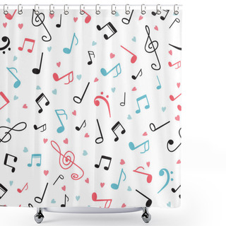 Personality  Music Notes Abstract Seamless Pattern. Hand Drawn Background Shower Curtains