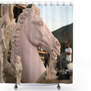 Personality  Plaster Horse Head Shower Curtains