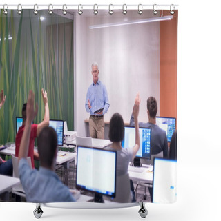 Personality  Teacher And Students In Computer Lab Classroom Shower Curtains