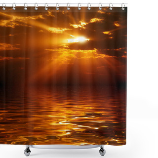 Personality  Sunrise Over Sea. Shower Curtains