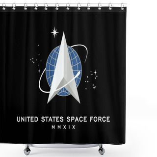 Personality  Minsk, Belarus - May, 2021: Top View Of Flag Of United States Space Force, No Flagpole. Plane Design, Layout. Flag Background. Shower Curtains