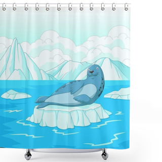 Personality  Cartoon Seal On Ice Floe Shower Curtains