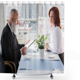 Personality  Mature Business People Having Meeting Shower Curtains