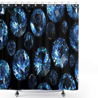 Personality  Set Of Round Blue Sapphire Isolated On Black Backgroun Shower Curtains