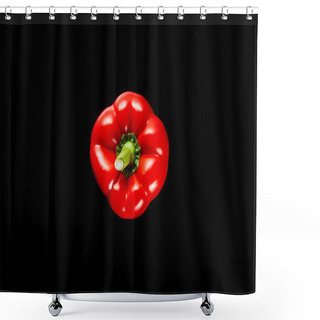Personality  Top View Of Fresh Organic Red Paprika Isolated On Black Shower Curtains