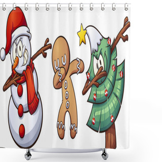 Personality  Christmas Dabbing Characters Shower Curtains