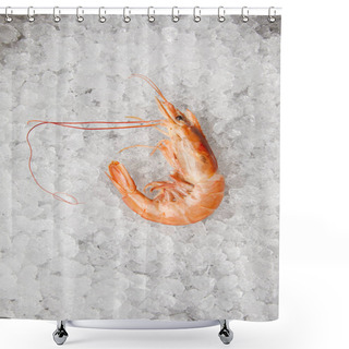 Personality  Top View Of Cooked Prawn On Crushed Ice Shower Curtains