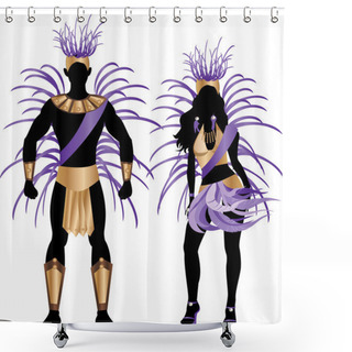 Personality  Couple For Carnival Costume Silhouettes Shower Curtains
