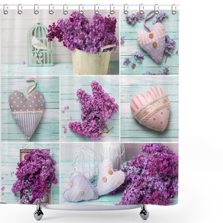 Personality  Collage  With Lilac Flowers Shower Curtains