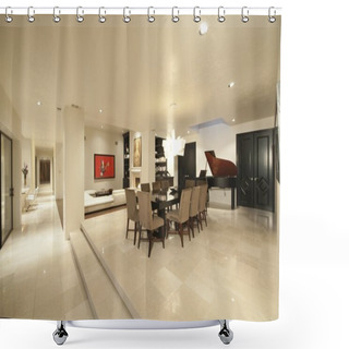 Personality  Living Interior With Grand Piano Shower Curtains