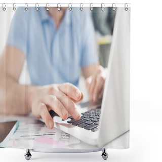 Personality  Casual Businessman Working At Modern Office Shower Curtains