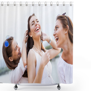 Personality  Cheerful Women Having Fun Shower Curtains