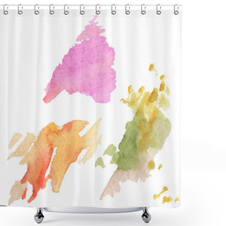 Personality  Abstract Watercolor Paper Splash Shapes Isolated Drawing. Illustration Aquarelle For Background. Shower Curtains