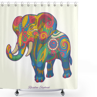 Personality  Elephant Rainbow Colorful  Ornament Ethnic Vector Shower Curtains