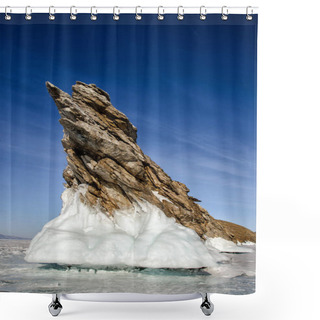 Personality  Lake Baikal, The Island Ogoy, Cape, Dragon, Winter Ice With Cracks Shower Curtains