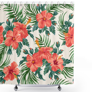 Personality  Tropical Leaves And Flowers Shower Curtains