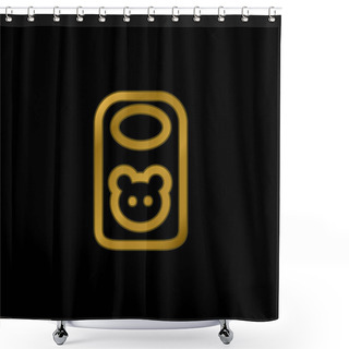 Personality  Baby Bib With Animal Head Outline Gold Plated Metalic Icon Or Logo Vector Shower Curtains