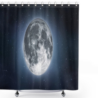 Personality  Full Moon On Sky With Stars. Image In High Resolution. Bright Lunar Satelite. 3D Rendering. Shower Curtains