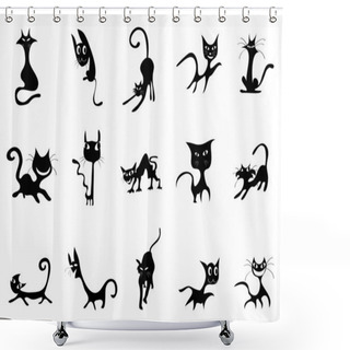Personality  Cartoon Black Cat Silhouettes Shower Curtains