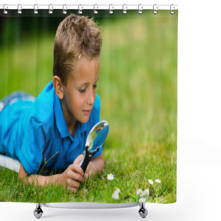 Personality  Boy With Microscope Shower Curtains
