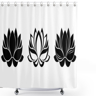 Personality  Lotus Flowers Silhouettes. Set Of Three Vector Illustrations. Shower Curtains