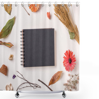 Personality  Autumn Dry Plants And Black Sketchbook Shower Curtains