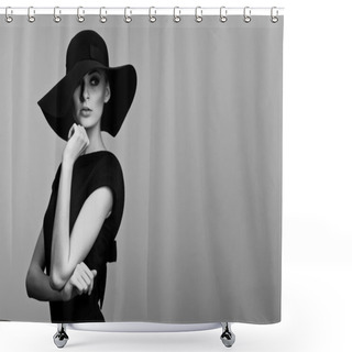Personality  Black And White Portrait Of Elegant Woman Shower Curtains