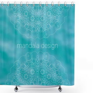 Personality  Blue Water Tribal Background With White Mandalas Shower Curtains