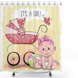 Personality  Cute Cartoon Baby Girl Shower Curtains