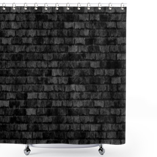Personality  Seamless Dark Black Rough Old Subway Brick Wall Background Texture. Tileable Rustic Charcoal Grey Worn Grungy Brickwork Design Backdrop With Copyspace. High Resolution Wallpaper Pattern. 3D Rendering Shower Curtains