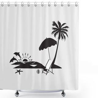 Personality  Palm Trees With Lounge Chairs Shower Curtains