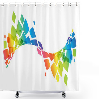 Personality  Multicolor Curve, Rainbow Waved Lines Shower Curtains