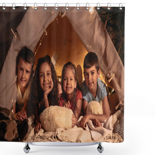 Personality  Multiethnic Children Resting In Tent Shower Curtains