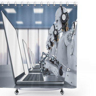 Personality  Robots Call Center Shower Curtains