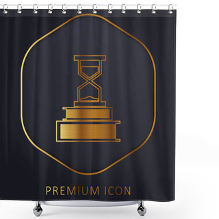 Personality  Books And Sand Clock Golden Line Premium Logo Or Icon Shower Curtains