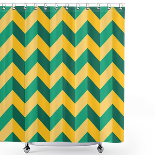 Personality  Vector Modern Seamless Colorful Geometry Chevron Lines Pattern, Color Green Yellow Abstract Geometric Background, Trendy Multicolored Print, Retro Texture, Hipster Fashion Design Shower Curtains