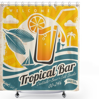 Personality  Retro Poster Template For Tropical Bar Shower Curtains