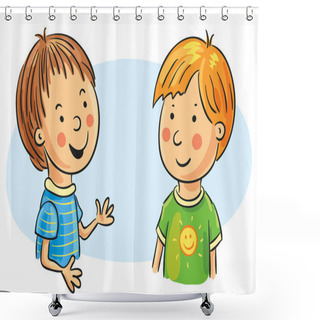 Personality  Two Cartoon Boys Talking Shower Curtains