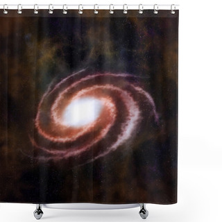 Personality  Red Spiral Galaxy Against Black Space, Nebula And Stars In Deep Outer Space Shower Curtains