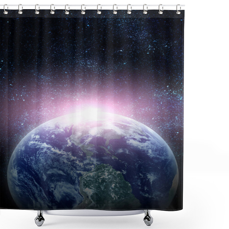 Personality  realistic planet earth in space shower curtains