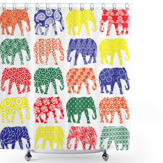 Personality  Seamless Pattern With Elephants Shower Curtains