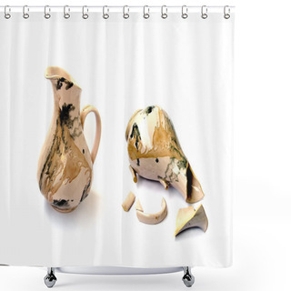 Personality  Whole And Broken Pottery Shower Curtains
