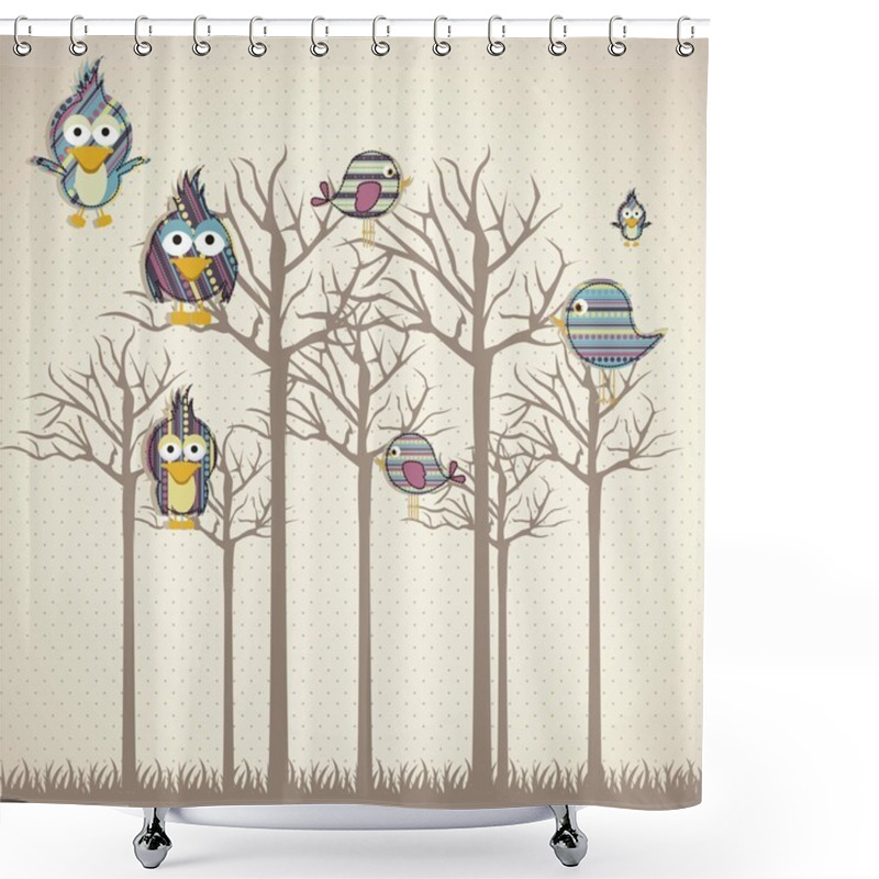 Personality  Birds Icons Shower Curtains