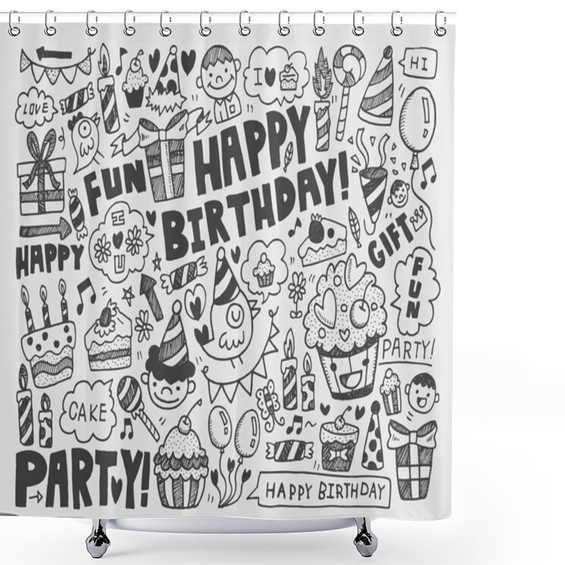 Personality  Doodle Birthday party background shower curtains