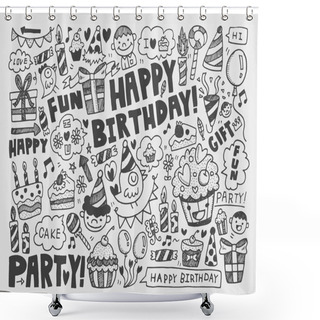 Personality  Doodle Birthday Party Background Shower Curtains