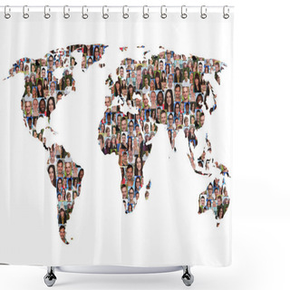 Personality  World Map Earth Multicultural Group Of People Integration Divers Shower Curtains