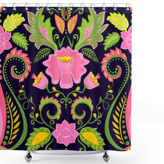 Personality  Ornate Wallpaper With Exotic Flowers Shower Curtains