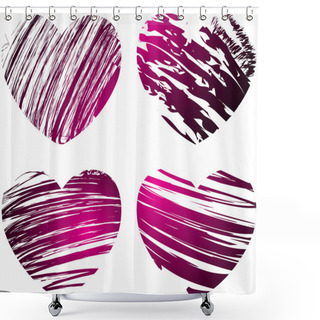Personality  Set Of Grunge Hearts Shower Curtains